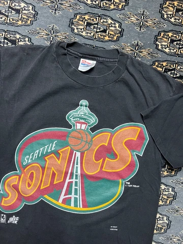 Vtg Seattle Supersonics Sonics Graphic Shirt Size M Cover