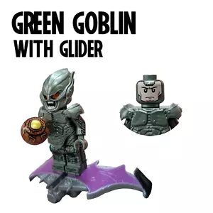 Custom Lego Green Goblin & Glider Minifigure Marvel Spiderman Villain Minifig - Picture 1 of 8