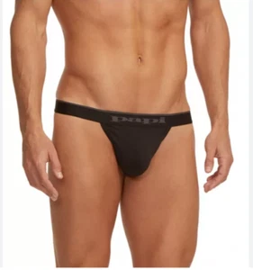 PAPI Mens Black Thong Cotton Spandex String Underwear sz M #203 - Picture 1 of 13