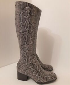 Born Audriana Women's Tall Leather Boots Snakeskin Knee High Block Heel 6M NEW 
