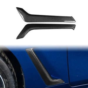 FOR 2017-2022 INFINITI Q60 WET CARBON FIBER FRONT FENDER SIDE VENT GARNISH TRIM - Picture 1 of 16