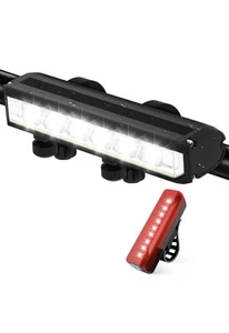 Lichtleiste für Fahrrad, 10000 Lumen wiederaufladbare Fahrradbeleuchtung vorne und hinten - Bild 1 von 7