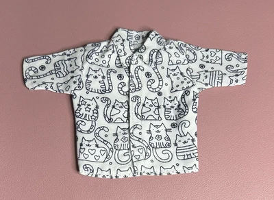 Fashionistas *Barbie* for Ken: Casual White Collared Shirt w/ Cat Pattern - Image 1 of 3