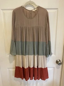 Vestido Para Mujer Entro Talla Mediana M Nuevo Sin Etiquetas Texturizado Ombré Marrón Salvia Crema Naranja Quemado - Imagen 1 de 6