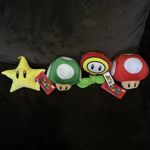 2024 Nintendo Super Mario Plüsch Lot 1-Up Super Mushroom Fire Flower Star - Bild 1 von 1