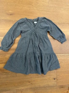 Zara Girls Dress Size 11 / 12 Gray Cotton Gauze Tiered Long Sleeve - Picture 1 of 3