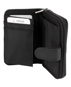 Lorenz Cowhide Leather Zip Round Purse  RFID Blocking Compact Wallet - Picture 1 of 3