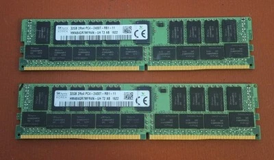 RDIMM DDR4 ECC REG 2400 64GB KIT (32GBX2) SK HYNIX HMA84GR7MFR4N-UH PC4-2400P - Image 1 of 2