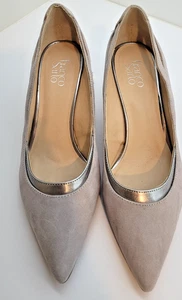 Size 12 Women's Franco Sarto Pale Purple Suede/Metallic Leather Mid Hi Pumps - Picture 1 of 6