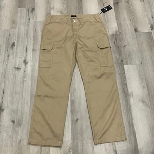 Pantaloni cargo True Religion uomo 36 tasche marroni con patta hip hop streetwear larghi - Foto 1 di 8