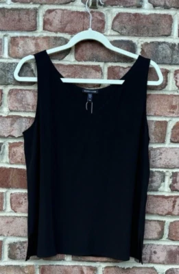 NUEVO CON ETIQUETAS Eileen Fisher Negro Seda Georgette Cuello en V Top Shell $198 XL Foto 1 de 4