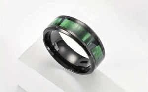 Mens Stainless Steel Green Ring Men’s Size 9-13 - Picture 1 of 2