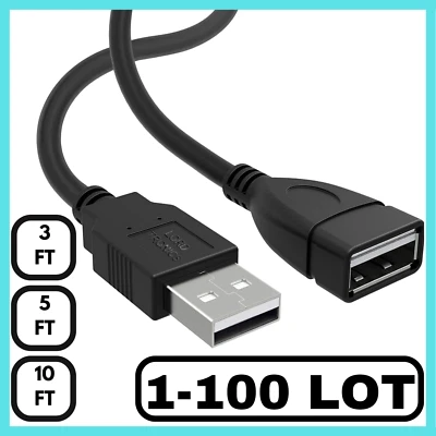 USB Extension Cable USB A to USB A Male to Female Extender Long Cord 3-10FT Lot - Image 1 of 4