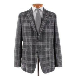 Samuelsohn NWT Wool Blend Sport Coat Size 44R US In Gray w/ Light Gray Plaid - Picture 1 of 12