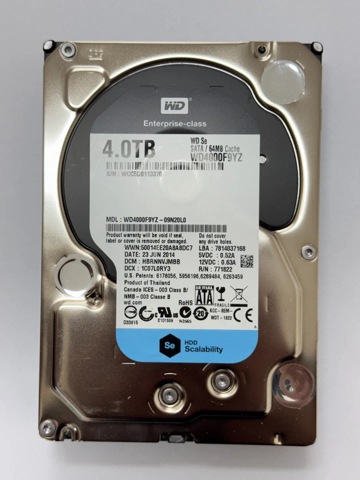 WD Western Digital Black WD4000F9YZ 4TB Internal 7200 RPM 3.5" Hard Drive - Image 1 of 1