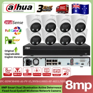 Dahua 4k 8ch 8POE Security CCTV System 8MP IP Camera Two Way Talk Full Color Lot - Picture 1 of 24
