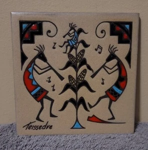 Cleo Teissedre Ceramic Tile of Playing in the Corn 1992 Pre-Owned Used 6" x 6" - Picture 1 of 2