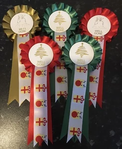 Rosette natalizie ben fatte 5 x 1 livello con Rodolfo/coda regalo POSTA GRATIS - Foto 1 di 3