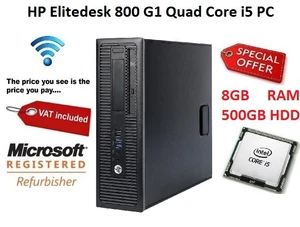 HP Elitedesk 800 G1 SFF Quad Core i5 PC 8GB 500GB Windows 10 Computer Warranty - Picture 1 of 6