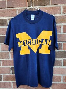 Vintage Logo 7 Michigan Wolverines Single Stitch Shirt Mens Size Large
