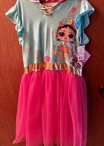 LOL Surprise Doll Hooded Graphic Dress Pull Over Flutter Sleeves Sz Large 14-16! - Picture 1 of 6
