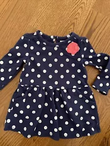 Gymboree Circo Blue White Polka Dot Dress Pink Flower T Shirt Dress Sz 3T Knit - Picture 1 of 8