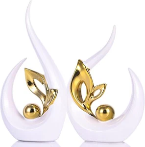 XMGZQ White Home Decor Accent,Art Mid Century Modern Decor,White Gold - Picture 1 of 6