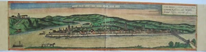Koblenz Rhein Mosel alter dekorativer Braun und Hogenberg Kupferstich 1580 - Bild 1 von 4