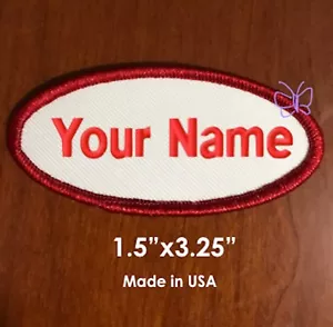 Custom Embroidered  Name Tag Patch Motorcycle Badge 1.5"x3.25" Oval   - Picture 1 of 5