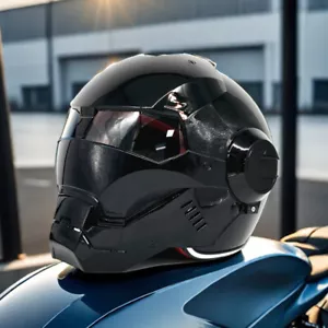 2024 DOT&ECE Certificated Motorbike Flip Up Motorcycle Helmet Bright Black - Picture 1 of 5