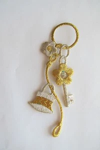 #2915 Gold, Silber Schlüssel, Schloss Blume, Liebe Stickerei Applikation Patch - Bild 1 von 1