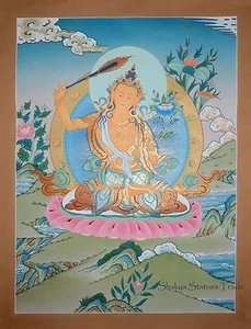 Pintura de pergamino budista tibetano Thangka/Thanka de 29,5"" x 22,5"" Manjushri Jambiyang - Imagen 1 de 6