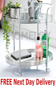 Drinks Table Black with 2 Metal Shelves - Oval Table Home Decor - Picture 1 of 6