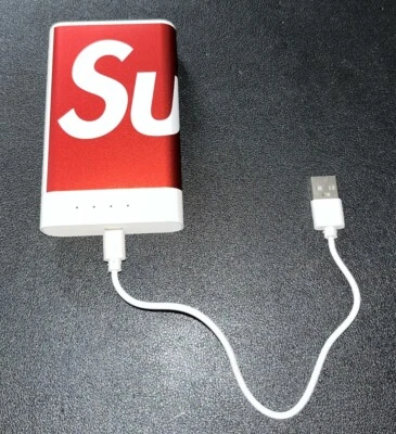 Supreme Mophie Box Logo Plus 10k Power Bank RED White Micro USB Works Charging - Image 1 of 4