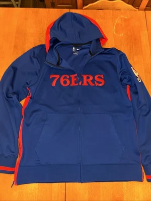 Подлинная баскетбольная толстовка с капюшоном на молнии NBA Philadelphia 76erPre Game Large Dri Fit - Изображение 1 из 4