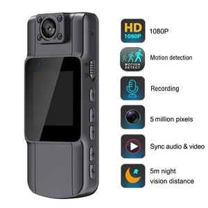 Mini Body Camera 180° Rotating Lens 1080PHD Night Vision Cam with LED Screen - Picture 1 of 23