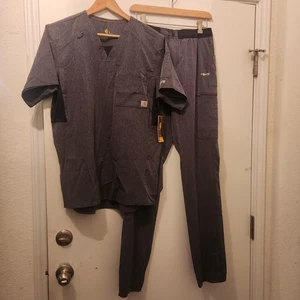 NEW Carhartt Men’s Force SET Modern Fit TALL Small Twill Pants Shirt Gray Black - Picture 1 of 18