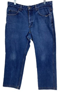 Duluth Trading Co. Jeans Mens 34x29 Blue Heavy Denim Relaxed Fit Wide Leg - Picture 1 of 10