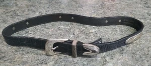 Vintage Brighton Damen Western Gürtel klein schwarz Leder Concho 41803 Kroko silber - Bild 1 von 5