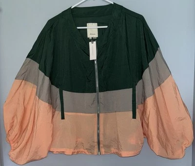 Chaqueta cortavientos Anthropologie Elevenses Colorblock M/L manga Dolman de nailon Foto 1 de 4