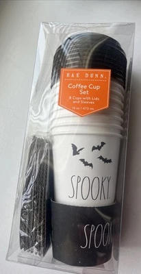 Rae Dunn Spooky Bats Halloween Set of 8 Disposable Coffee Cocoa Cup Lids Sleeves - Image 1 of 4