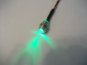 2xBRIGHT GREEN 6V LED (5mm) WITH CHROME BEZEL - Picture 1 of 1