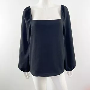 Blusa Madewell Negra Cuello Cuadrado Talla XL Manga Larga Gótica Clásica Informal - Imagen 1 de 8