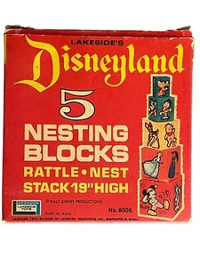 1960’s Disneyland Vintage Nesting Blocks - Lakeside Toys Cardboard W/Box - Picture 1 of 22