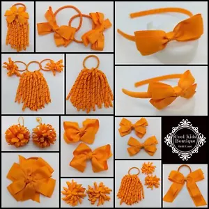 Orange Harmony Day School Hair Accessories Bows Korkers Elastics Clips Ribbons - Picture 1 of 25