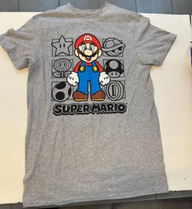 Super Mario Boy's Ringer Short Sleeve Heather Gray Small - Picture 1 of 3