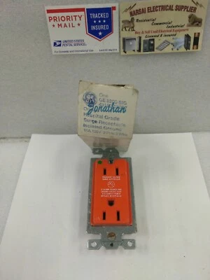 GE  8200-SIG  HOSPITAL GRADE RECEPTACLE  GROUND  ORANGE 15AMP   125V   60HZ(62B3 - Image 1 of 4
