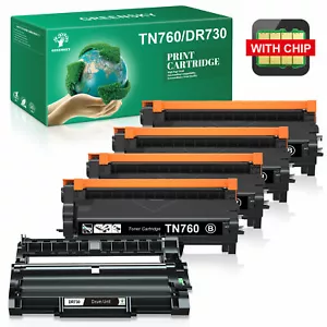 TN760 Toner and DR730 Drum Compatible for Brother MFC-L2710DW HL-L2370DW Lot - Picture 1 of 16