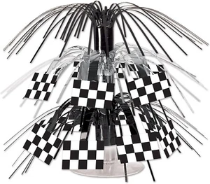 Mini centro de mesa en cascada con bandera a cuadros Beistle - Decoración para carreras - Imagen 1 de 6