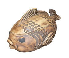 Ceramic Studio Art Pottery Decorative Lidded Fish Bowl/Pot Unsigned Eclectic